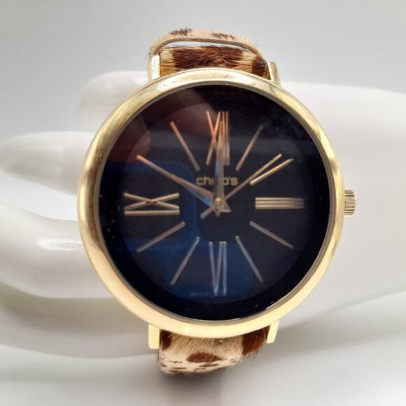 Chico's Animal Print Black Face Watch, Calf Skin Band, Needs Battery, 9 1/2 Inch - Picture 7 of 12